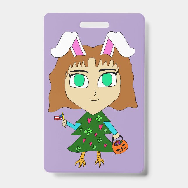 Multi Holiday Chibi ID Badge (Front)