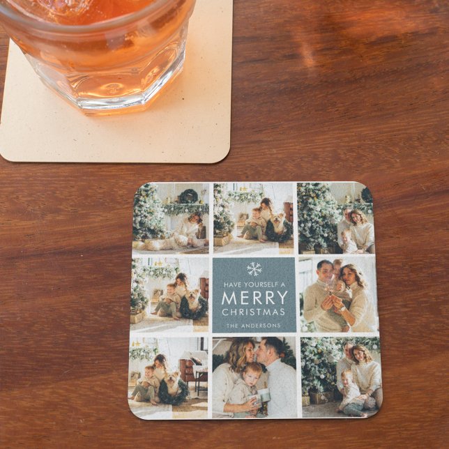 Multi Holiday Photos | Merry Christmas | Gift Glass Coaster (Creator Uploaded)