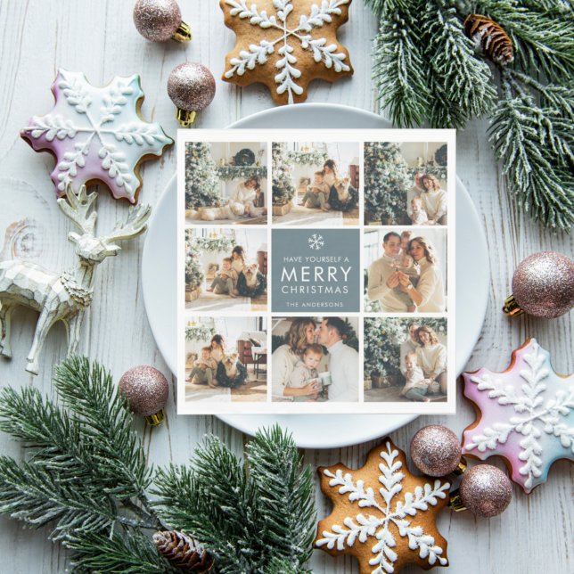 Multi Holiday Photos | Merry Christmas | Gift Napkin (Creator Uploaded)