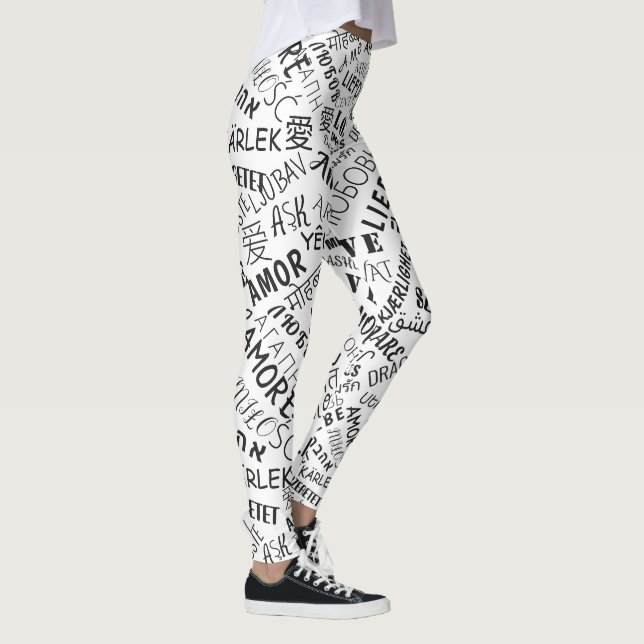 Multi Language Love Text Leggings Your Colours (Right)