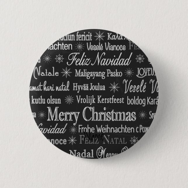 Multi-language Merry Christmas Thunder_Cove 6 Cm Round Badge (Front)