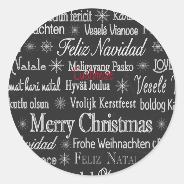 Multi-language Merry Christmas Thunder_Cove Classic Round Sticker (Front)