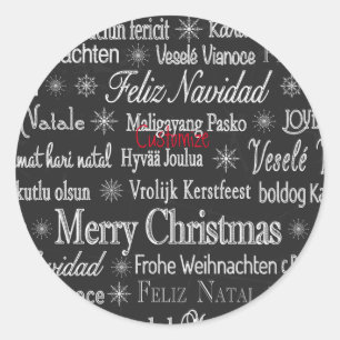 Multi-language Merry Christmas Thunder_Cove Classic Round Sticker