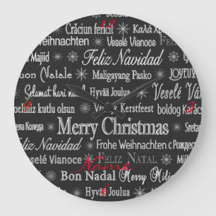 Multi-language Merry Christmas Thunder_Cove Large Clock