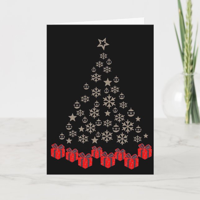 Multi Language Merry Christmas Tree Holiday Card (Front)