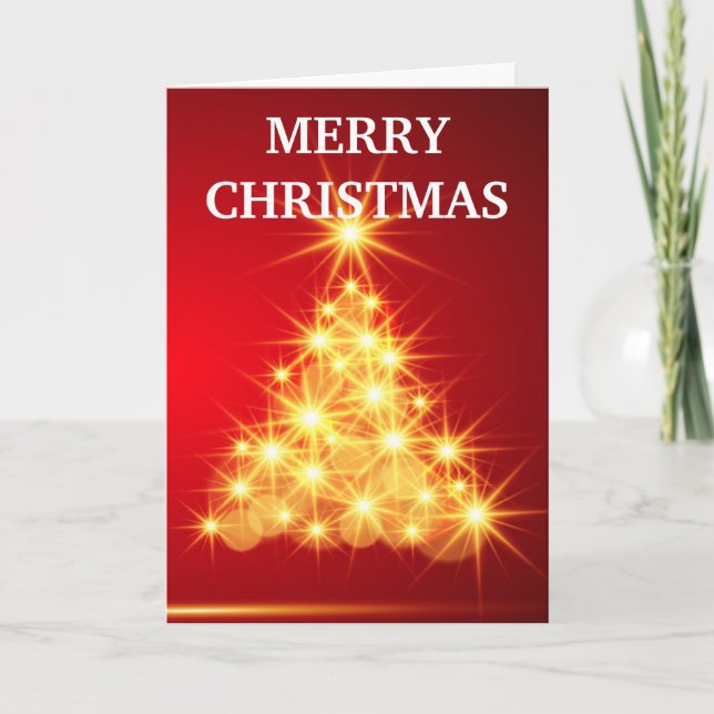 Multi Language Merry Christmas Tree Holiday Card (Front)