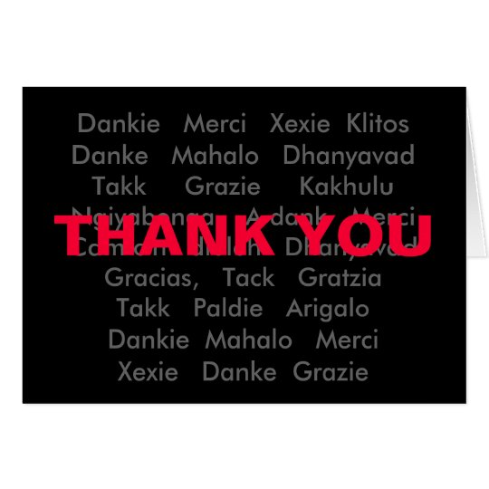 Multi Languages Thank you Card