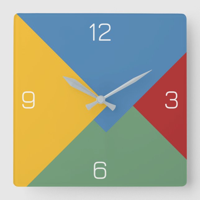 Multi-Layered Solid Many Colours Geometric Design Square Wall Clock (Front)