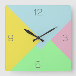 Multi-Layered Solid Many Colours Geometric Design Square Wall Clock