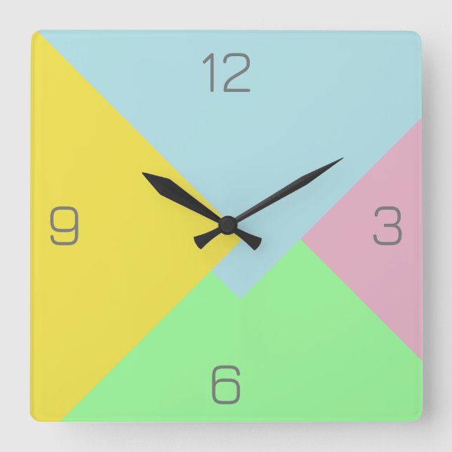 Multi-Layered Solid Many Colours Geometric Design Square Wall Clock (Front)