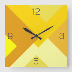 Multi-Layered Solid Yellow Colours Geometric Desig Square Wall Clock