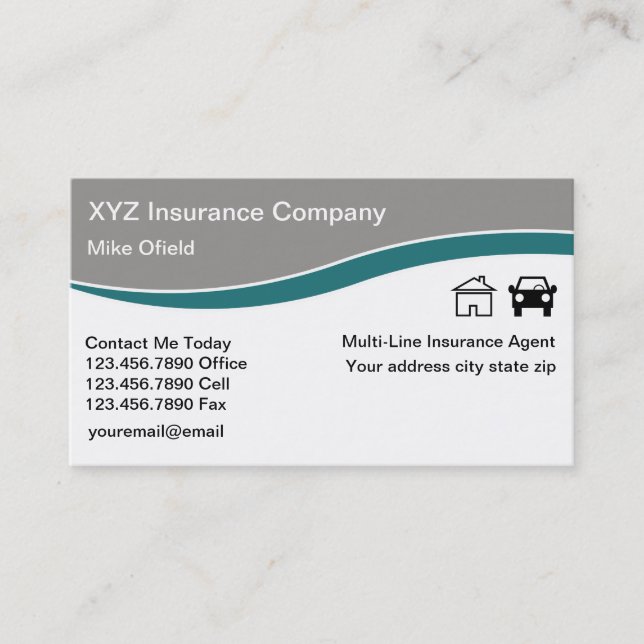 Multi-Line Insurance Agent Business Card (Front)