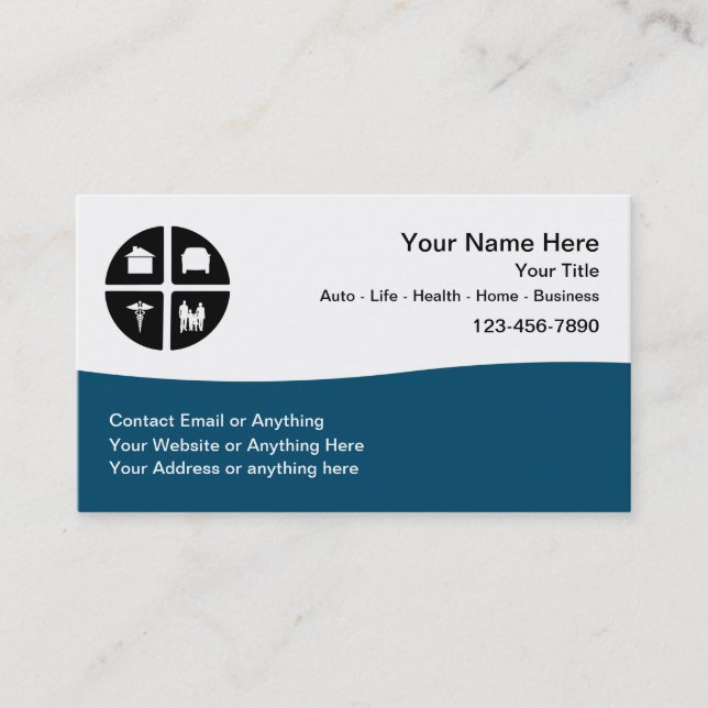 Multi Line Insurance Agent Logo Business Cards (Front)