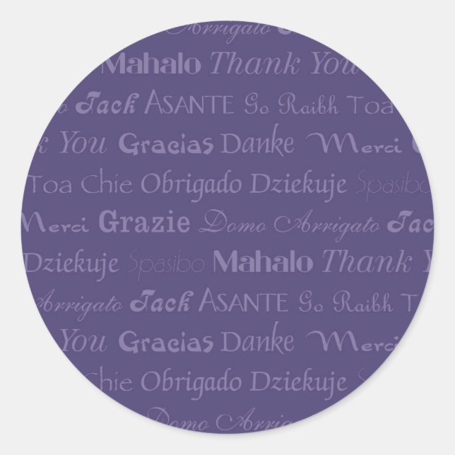 Multi-Lingual Thank You Sticker (Front)