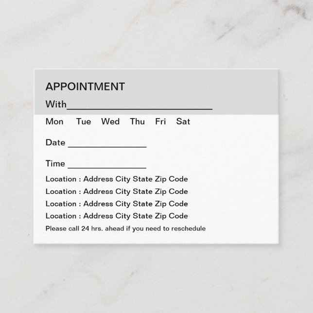 Multi Location Budget Bulk Appointment Cards (Front)