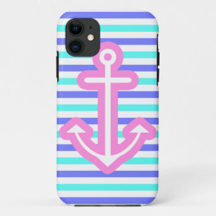 Multi Nautical Pink Anchor iPhone 11 Case