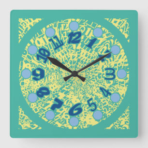 MULTI NUMBERS PASTEL COLORS BY MASANSER SQUARE WALL CLOCK