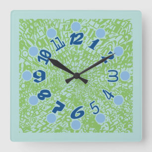 MULTI NUMBERS PASTEL COLORS BY MASANSER SQUARE WALL CLOCK