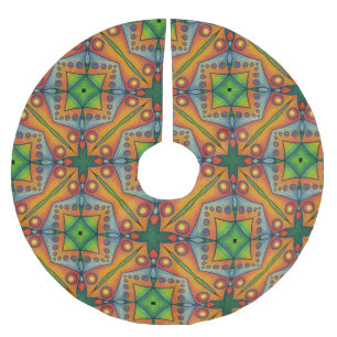 multi pattern brushed polyester tree skirt
