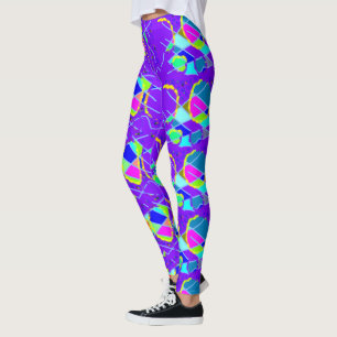 multi patterns on blue purple leggings