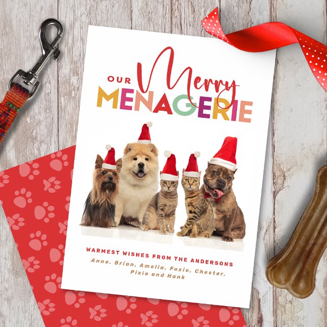 Multi-Pet Holiday Christmas Card Merry Menagerie (Creator Uploaded)