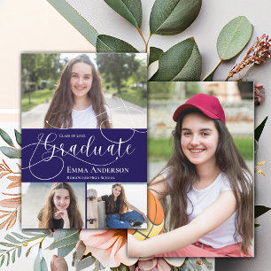 Multi Photo 2025 Grad Blue Graduation Announcement