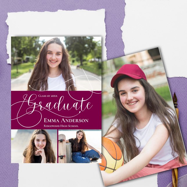 Multi Photo 2025 Red White Graduation Announcement (Multi Photo 2025 Red White Graduation Announcement)