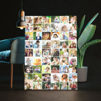 Multi Photo 54 Picture Grid Collage White