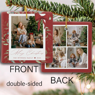 Multi photo 5 family photos keepsake Christmas Ceramic Ornament