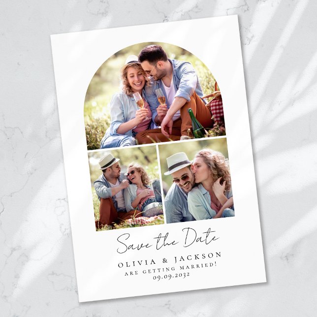 Multi Photo Arch Calligraphy Wedding Save The Date (Creator Uploaded)