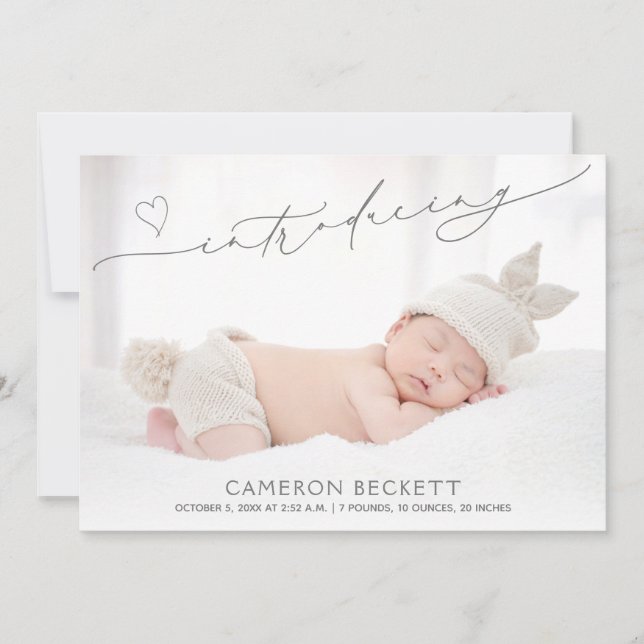 Multi-Photo Baby Birth  Announcement (Front)