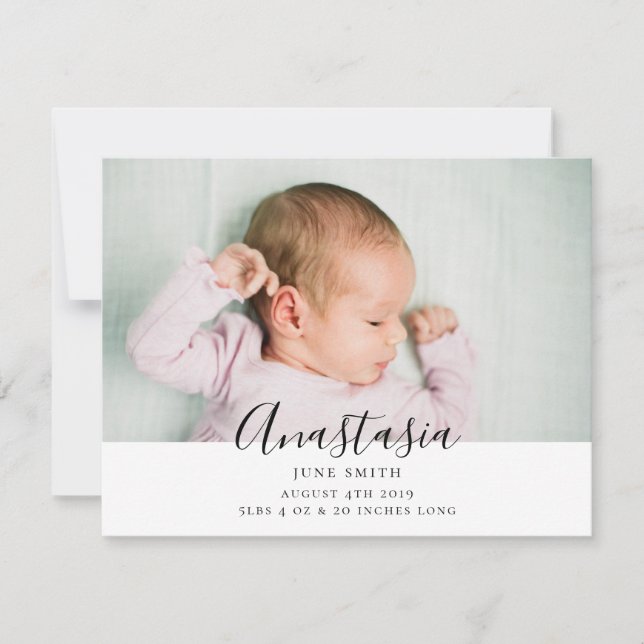 multi-photo birth announcement double sided card (Front)