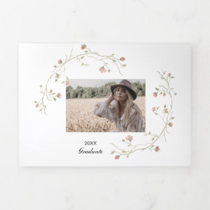 Multi Photo Boho Graduation Trifold Announcement