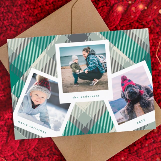 Multi Photo Booth Frame | Plaid Merry Christmas Holiday Card (Creator Uploaded)