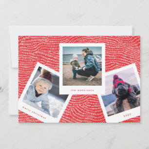 Multi Photo Booth Frame   Red Merry Christmas Holiday Card