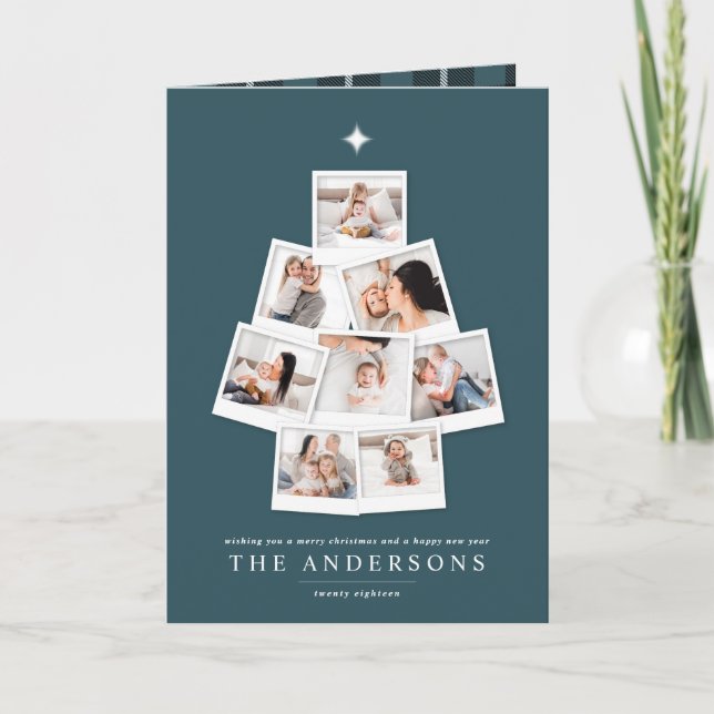Multi photo Christmas tree Holiday card (Front)