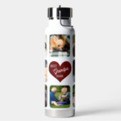 Multi photo collage best grandpa ever personalised water bottle (Left)