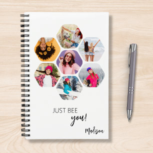 Multi Photo Collage JUST BEE YOU Personalised Name Notebook