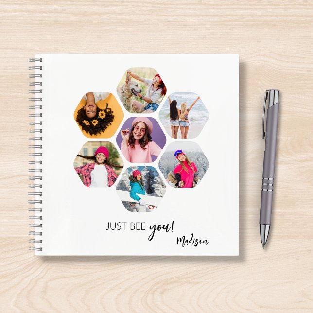 Multi Photo Collage JUST BEE YOU Personalised Name Notebook (Creator Uploaded)
