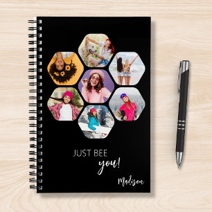 Multi Photo Collage JUST BEE YOU Personalised Name Notebook