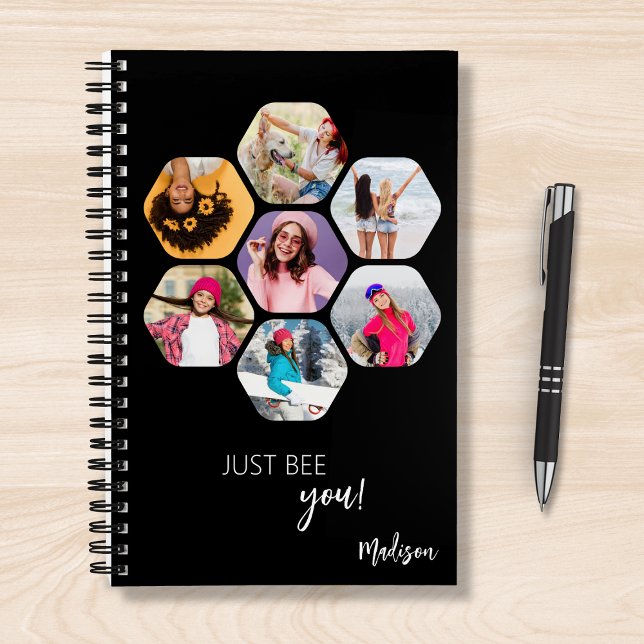 Multi Photo Collage JUST BEE YOU Personalised Name Notebook (Creator Uploaded)