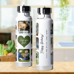 Multi photo collage love you dad personalised  water bottle<br><div class="desc">Add 8 photos and create a cute custom collage grid water bottle with a trendy green heart and chic script for your dad. Easy to personalise with your custom square images, text, and signature. It can be a nice thoughtful keepsake gift for Father's Day, his birthday, family anniversary, Christmas, or...</div>