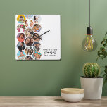 Multi Photo Collage Memories Simple Modern Square<br><div class="desc">Multi Photo Collage Simple Modern Memories Hexagon Pattern Custom Clocks features a photo collage of your favourite photos in a hexagon shape. With your custom text or use the one provided "time flies, but memories last forever". Perfect for birthday, Christmas, Mother's Day, Father's Day, Grandparents, brother, sister, best friend and...</div>