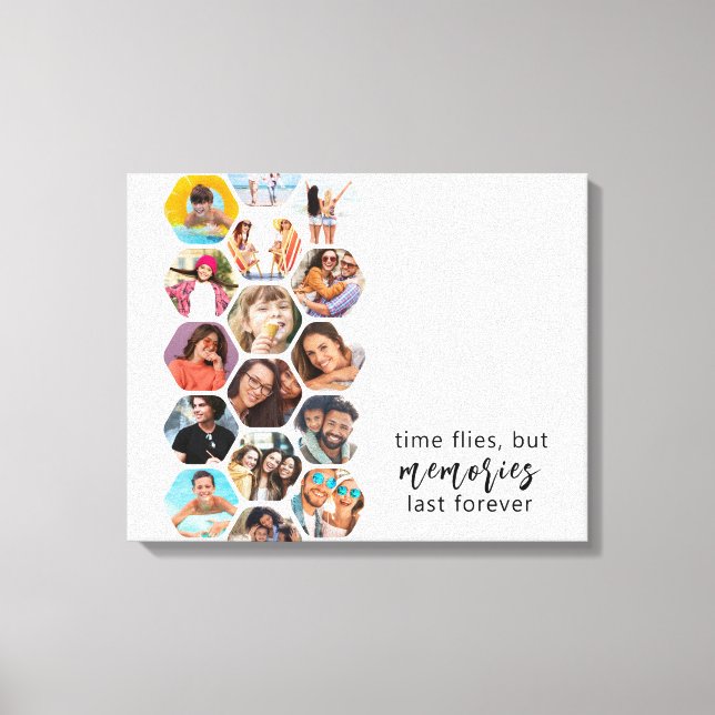 Multi Photo Collage Memories Simple Modern Square Canvas Print (Front)