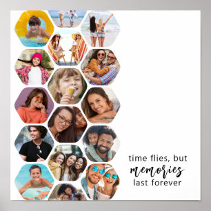 Multi Photo Collage Memories Simple Modern Square Poster