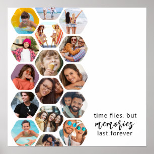 Multi Photo Collage Memories Simple Modern Square Poster