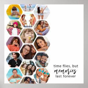 Multi Photo Collage Memories Simple Modern Square Poster