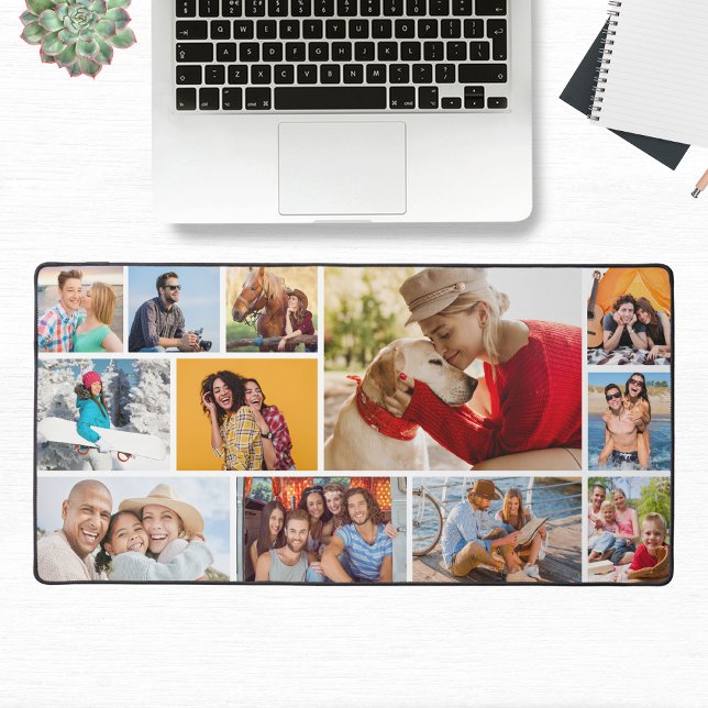 Multi Photo Collage Modern Personalised  Desk Mat (Creator Uploaded)
