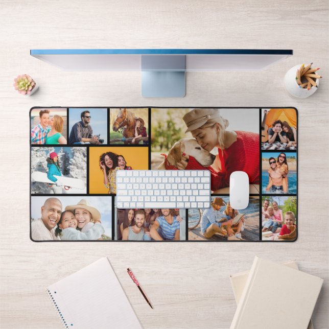 Multi Photo Collage Modern Personalised  Desk Mat (Office 1)