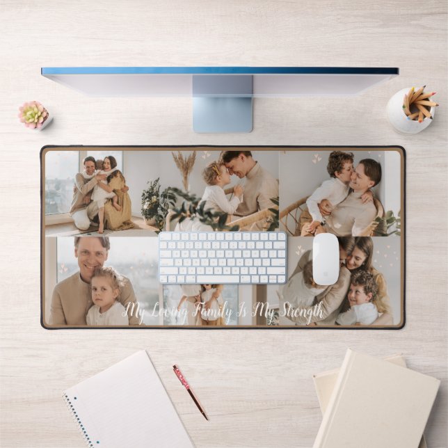 Multi Photo Collage Modern Personalised Family Desk Mat (Office 1)